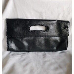 Hobo International Katrina Clutch Handbag Purse Pebbled Leather Black